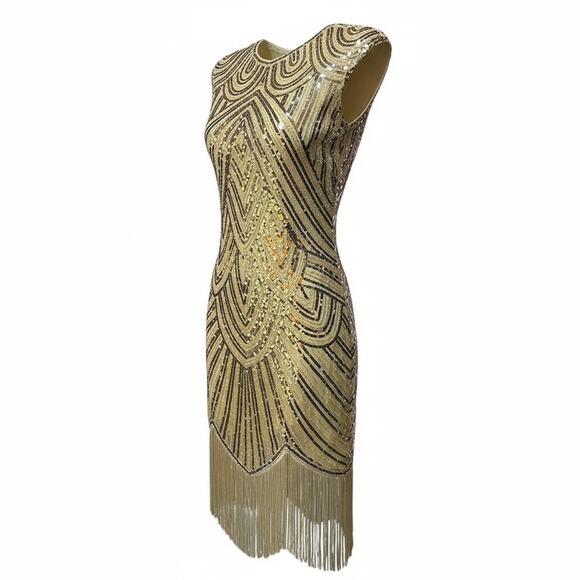 Glamorous Gold Sequin Midi Dress - Picture 4 of 8